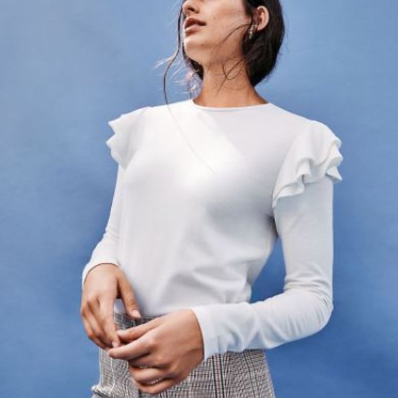 NWT Ann Taylor Women's Shoulder Ruffle Top - Picture 2 of 2